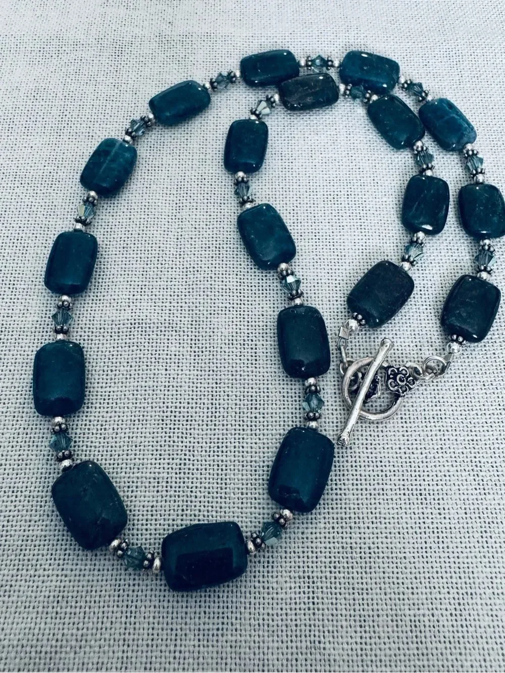 Navy Blue Stone Crystal Bead Handmade Necklace